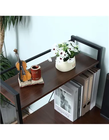 HOMCOM Computer Desk with Storage Shelves on Left or Right, Industrial Reversible Writing Desk for Home Office, Study, Easy Asse