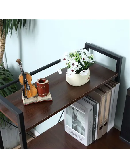 HOMCOM Computer Desk with Storage Shelves on Left or Right, Industrial Reversible Writing Desk for Home Office, Study, Easy Asse