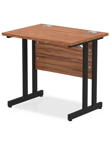 Dynamic Impulse 800 x 600mm Straight Office Desk Walnut Top Black Cantilever Leg MI003281