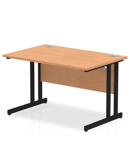 Dynamic Impulse 1200 x 800mm Straight Office Desk Oak Top Black Cantilever Leg MI003283
