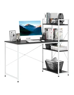 HOMCOM Computer Desk with Storage Shelves on Left or Right, Industrial Reversible Writing Desk for Home Office, Study, Easy Asse