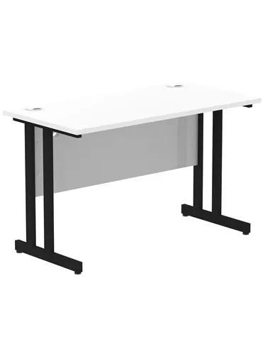 Dynamic Impulse 1200 x 600mm Straight Office Desk White Top Black Cantilever Leg MI003316