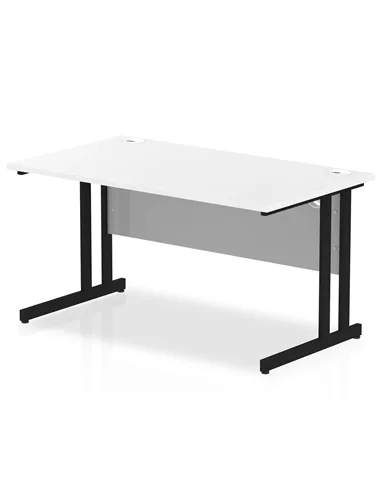 Dynamic Impulse 1400 x 800mm Straight Office Desk White Top Black Cantilever Leg MI003318