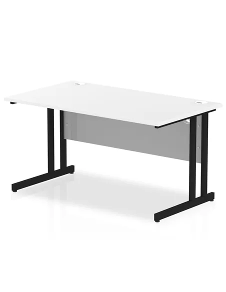 Dynamic Impulse 1400 x 800mm Straight Office Desk White Top Black Cantilever Leg MI003318