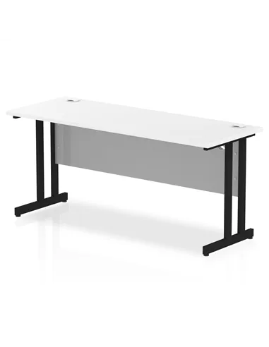 Dynamic Impulse 1600 x 600mm Straight Office Desk White Top Black Cantilever Leg MI003331