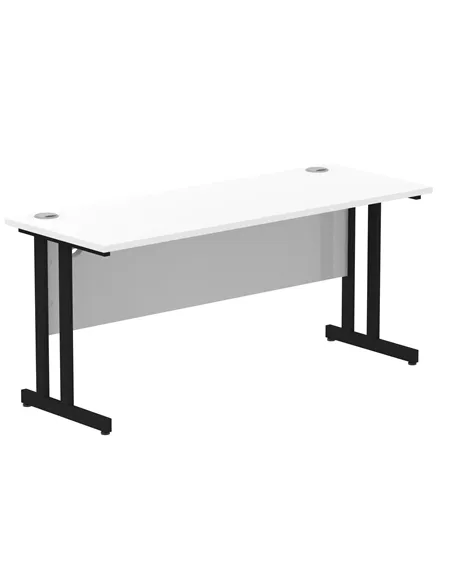Dynamic Impulse 1600 x 600mm Straight Office Desk White Top Black Cantilever Leg MI003331