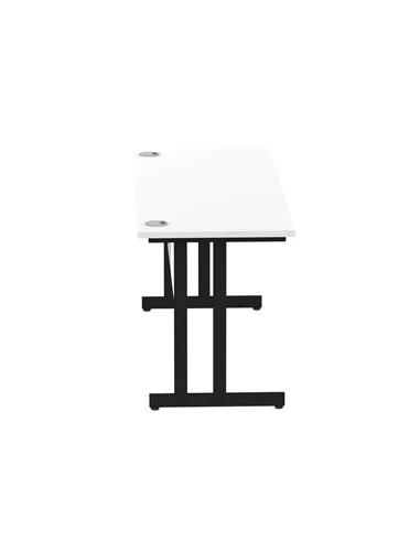 Dynamic Impulse 1600 x 600mm Straight Office Desk White Top Black Cantilever Leg MI003331