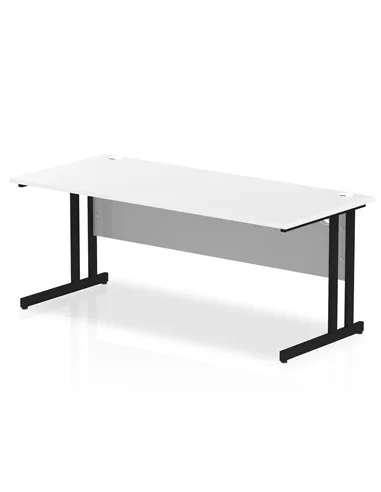 Dynamic Impulse 1800 x 800mm Straight Office Desk White Top Black Cantilever Leg MI003333