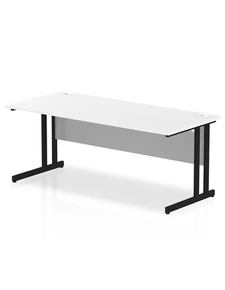 Dynamic Impulse 1800 x 800mm Straight Office Desk White Top Black Cantilever Leg MI003333