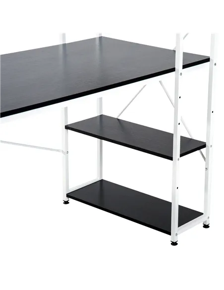 HOMCOM Computer Desk with Storage Shelves on Left or Right, Industrial Reversible Writing Desk for Home Office, Study, Easy Asse