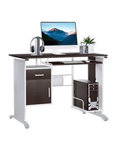 HOMCOM Computer Desk with Sliding Keyboard Tray, Storage Drawers and Host Box Shelf, Home Office Desk, Study Workstation, 100 x 