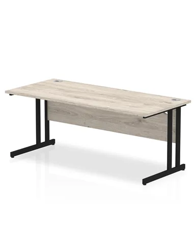 Dynamic Impulse 1800 x 800mm Straight Office Desk Grey Oak Top Black Cantilever Leg MI003363