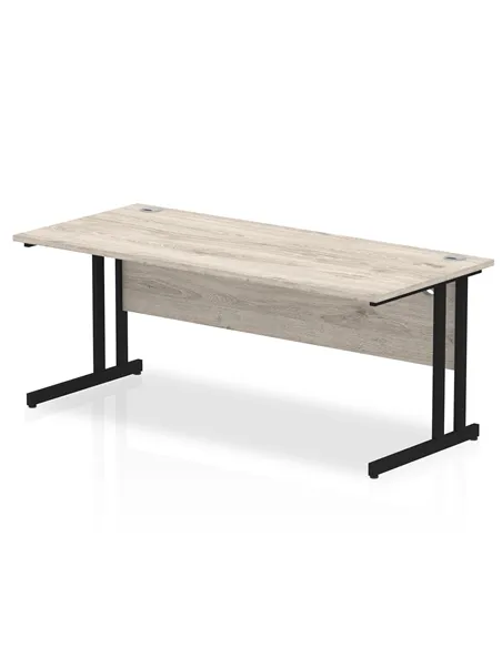 Dynamic Impulse 1800 x 800mm Straight Office Desk Grey Oak Top Black Cantilever Leg MI003363