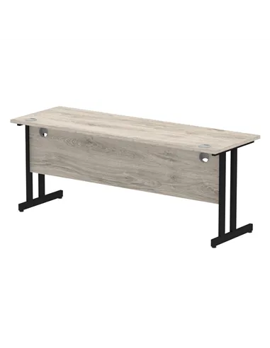 Dynamic Impulse 1800 x 600mm Straight Office Desk Grey Oak Top Black Cantilever Leg MI003370