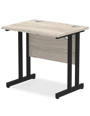 Dynamic Impulse 800 x 600mm Straight Office Desk Grey Oak Top Black Cantilever Leg MI003371