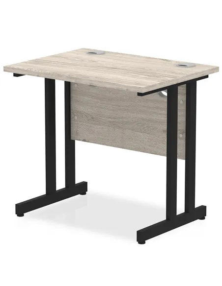Dynamic Impulse 800 x 600mm Straight Office Desk Grey Oak Top Black Cantilever Leg MI003371