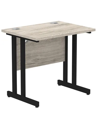 Dynamic Impulse 800 x 600mm Straight Office Desk Grey Oak Top Black Cantilever Leg MI003371