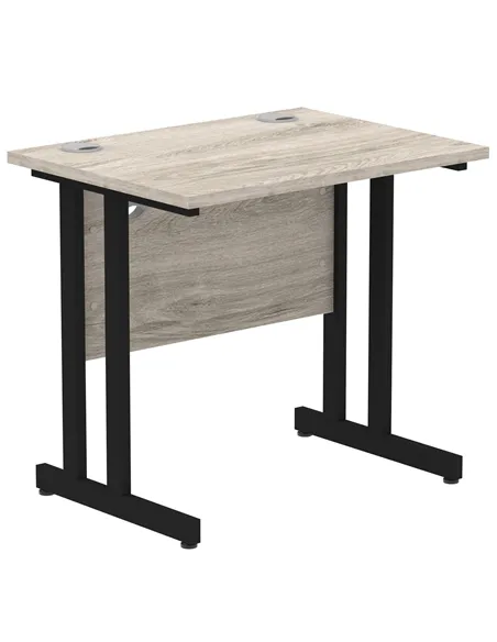 Dynamic Impulse 800 x 600mm Straight Office Desk Grey Oak Top Black Cantilever Leg MI003371