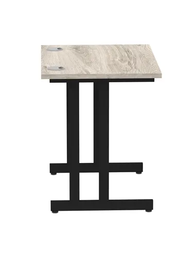 Dynamic Impulse 800 x 600mm Straight Office Desk Grey Oak Top Black Cantilever Leg MI003371