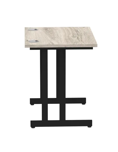 Dynamic Impulse 800 x 600mm Straight Office Desk Grey Oak Top Black Cantilever Leg MI003371