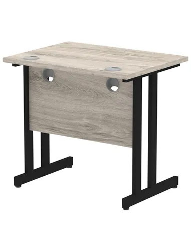 Dynamic Impulse 800 x 600mm Straight Office Desk Grey Oak Top Black Cantilever Leg MI003371