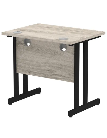 Dynamic Impulse 800 x 600mm Straight Office Desk Grey Oak Top Black Cantilever Leg MI003371
