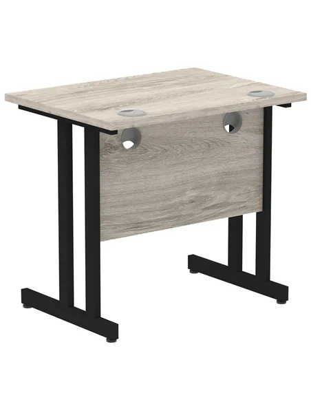 Dynamic Impulse 800 x 600mm Straight Office Desk Grey Oak Top Black Cantilever Leg MI003371
