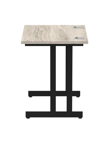 Dynamic Impulse 800 x 600mm Straight Office Desk Grey Oak Top Black Cantilever Leg MI003371