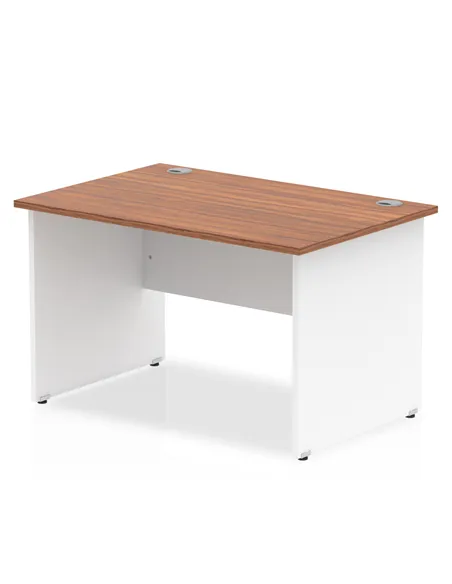 Dynamic Impulse 1200 x 800mm Straight Office Desk Walnut Top White Panel End Leg TT000001