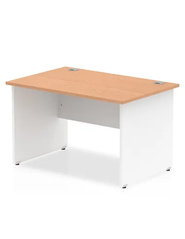 Dynamic Impulse 1200 x 800mm Straight Office Desk Oak Top White Panel End Leg TT000005
