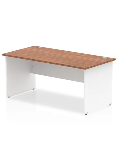 Dynamic Impulse 1600 x 800mm Straight Office Desk Walnut Top White Panel End Leg TT000013