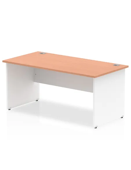 Dynamic Impulse 1600 x 800mm Straight Office Desk Beech Top White Panel End Leg TT000015