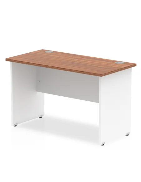 Dynamic Impulse 800 x 600mm Straight Office Desk Walnut Top White Panel End Leg TT000073