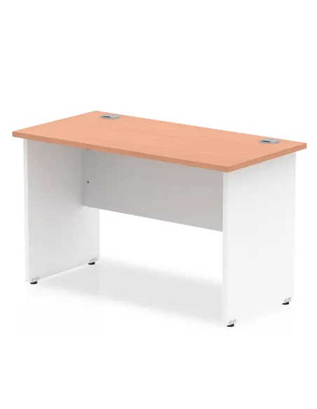Dynamic Impulse 800 x 600mm Straight Office Desk Beech Top White Panel End Leg TT000075