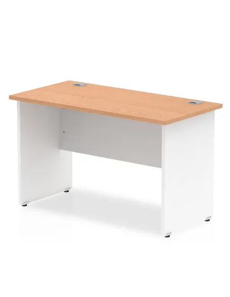 Dynamic Impulse 1000 x 600mm Straight Office Desk Oak Top White Panel End Leg TT000083