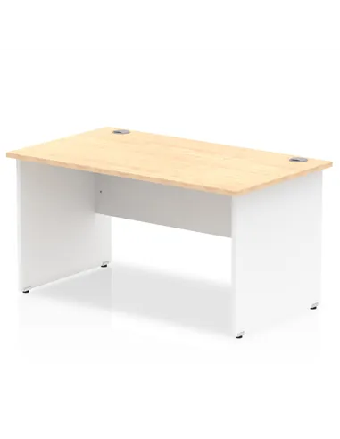 Dynamic Impulse 1400 x 800mm Straight Office Desk Maple Top White Panel End Leg TT000110