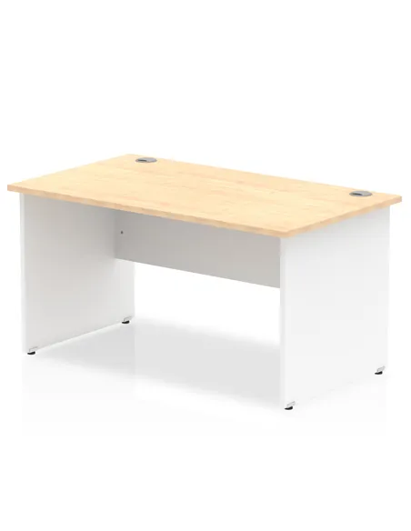 Dynamic Impulse 1400 x 800mm Straight Office Desk Maple Top White Panel End Leg TT000110