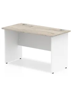 Dynamic Impulse 1200 x 600mm Straight Office Desk Grey Oak Top White Panel End Leg TT000149