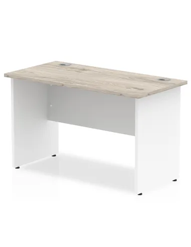 Dynamic Impulse 1200 x 600mm Straight Office Desk Grey Oak Top White Panel End Leg TT000149