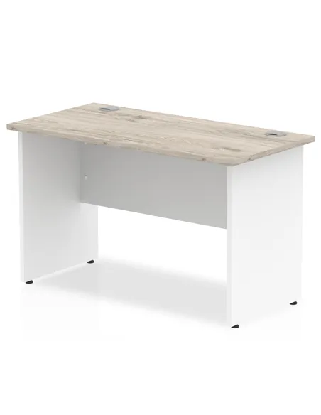 Dynamic Impulse 1200 x 600mm Straight Office Desk Grey Oak Top White Panel End Leg TT000149