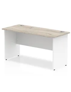 Dynamic Impulse 1400 x 600mm Straight Office Desk Grey Oak Top White Panel End Leg TT000150