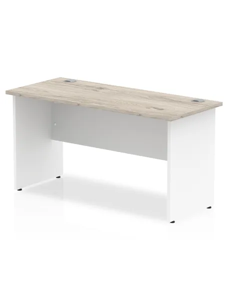 Dynamic Impulse 1400 x 600mm Straight Office Desk Grey Oak Top White Panel End Leg TT000150