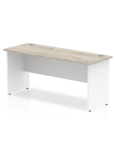 Dynamic Impulse 1600 x 600mm Straight Office Desk Grey Oak Top White Panel End Leg TT000151