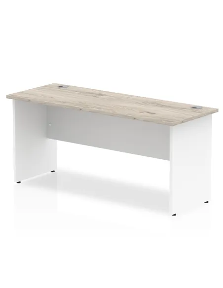 Dynamic Impulse 1600 x 600mm Straight Office Desk Grey Oak Top White Panel End Leg TT000151