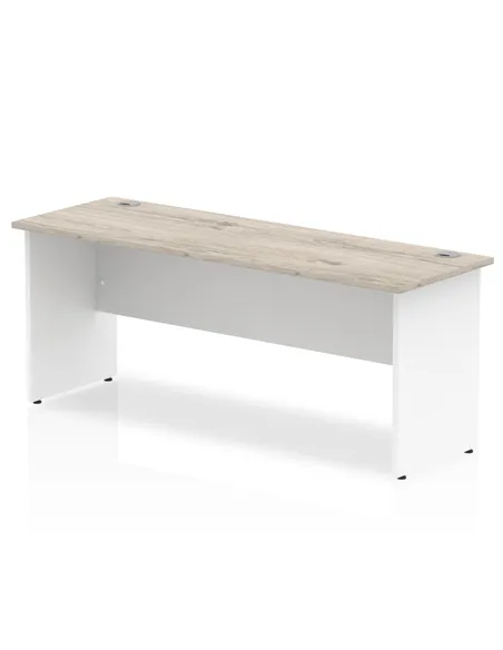 Dynamic Impulse 1800 x 600mm Straight Office Desk Grey Oak Top White Panel End Leg TT000152