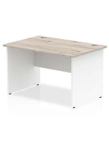 Dynamic Impulse 1200 x 800mm Straight Office Desk Grey Oak Top White Panel End Leg TT000153