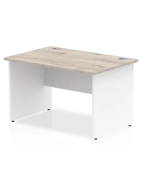 Dynamic Impulse 1200 x 800mm Straight Office Desk Grey Oak Top White Panel End Leg TT000153