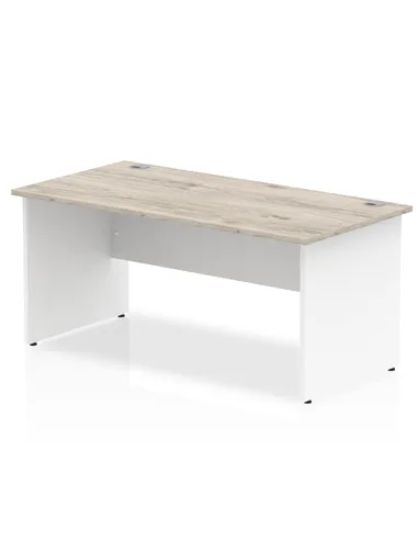 Dynamic Impulse 1600 x 800mm Straight Office Desk Grey Oak Top White Panel End Leg TT000155