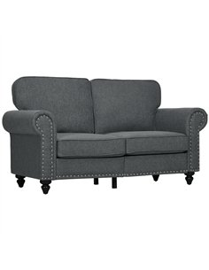 HOMCOM Two-Seater Mid-Century Sofa, with Pocket Springs - Charcoal Grey