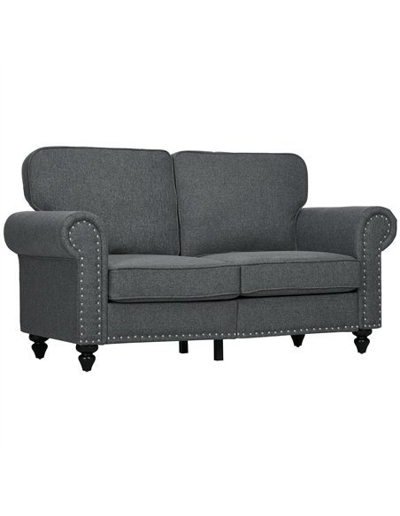 HOMCOM Two-Seater Mid-Century Sofa, with Pocket Springs - Charcoal Grey